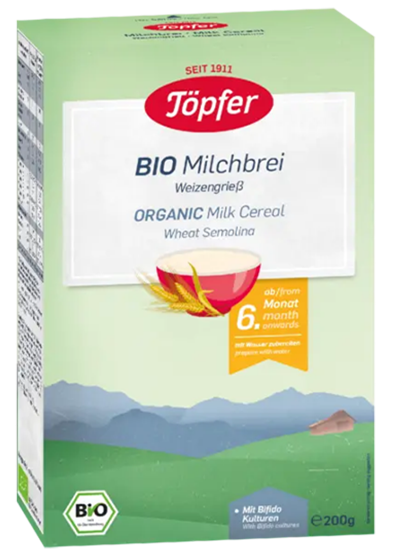 Töpfer Bio Cereale Griș de Grâu cu Lapte