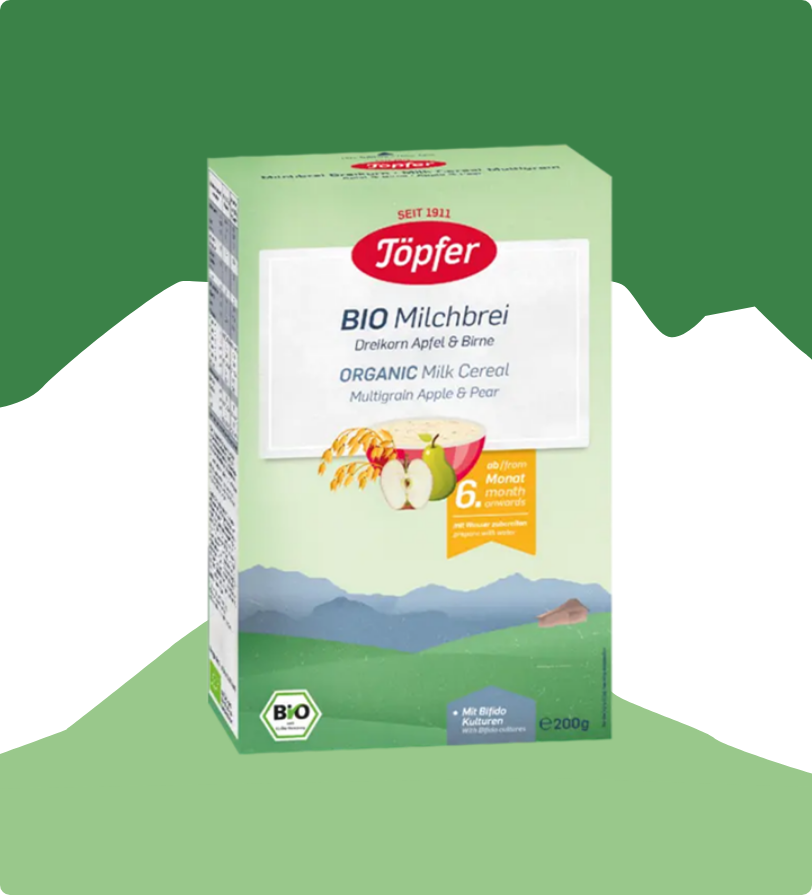 background_Töpfer Bio Cereale cu Lapte Multicereale, Măr și Pară